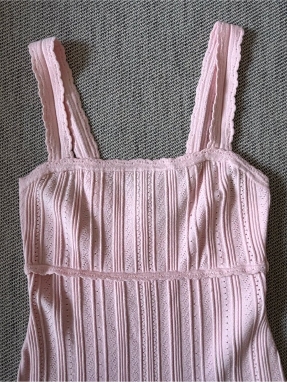 NWT Loveshackfancy Tabatha Stretch Pointelle Mini Dress Peach Sorbet Pink | XS - Picture 11 of 16